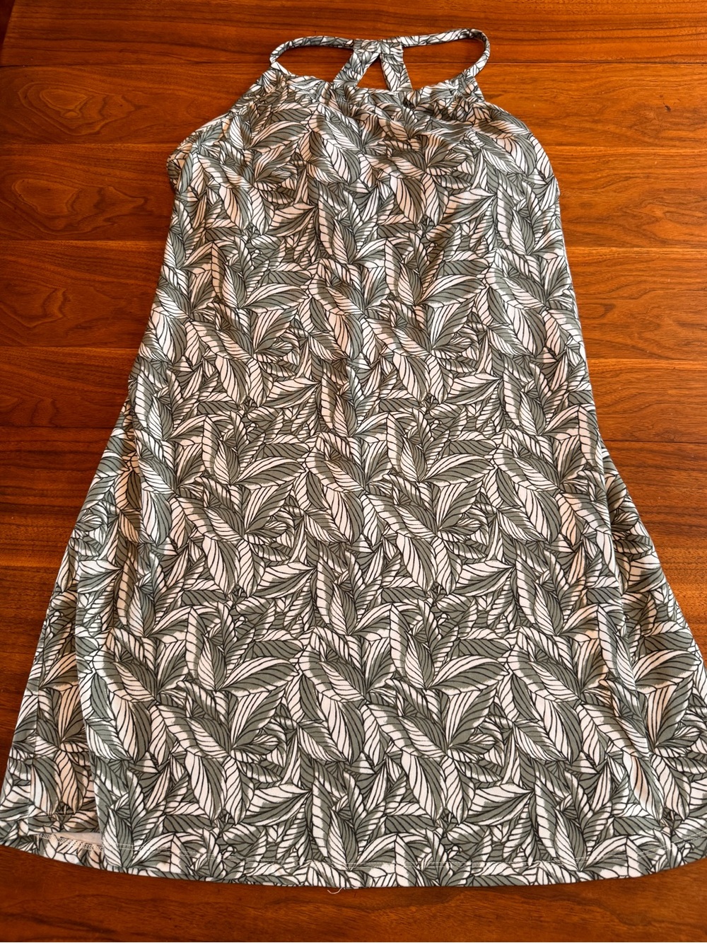 Eddie Bauer Athletic Sport Dress with Built In Bra Halter Top Leaf Like New L